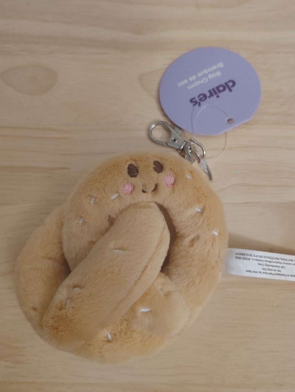 Kawaii Plush Pretzel Plushie Keychain Clip Bag Charm Accessory